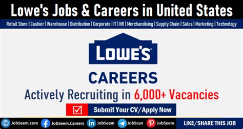 lowe's career search|job opportunities at lowe's.